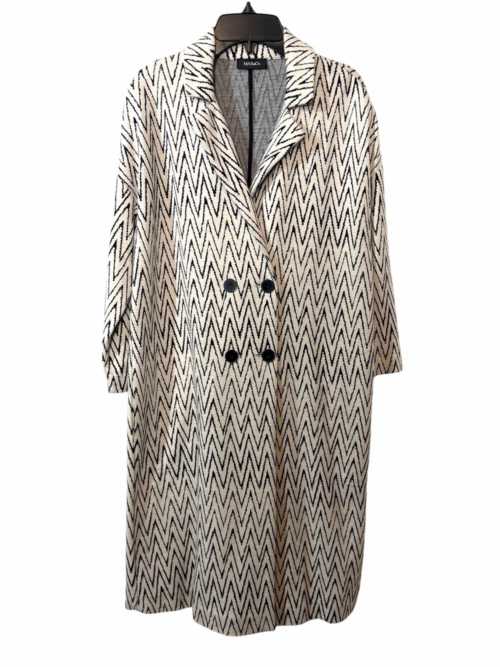 Max & Co. Black and White Chevron Double-Breasted Coat